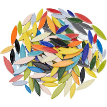 About 133Pcs/400g Mosaic Tiles Ceramic Petal Mosaic Tiles Leaf Tiles Pieces Mosaic Porcelain Tile for DIY Crafts Home Decoration Arts Mixed Color