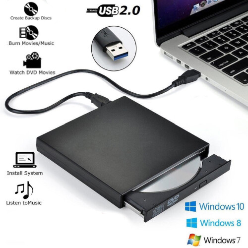 LingStar Usb External Dvd Cd Rw Disc Burner Combo Drive Reader For Windows 98/8/10 Laptop Pc 1