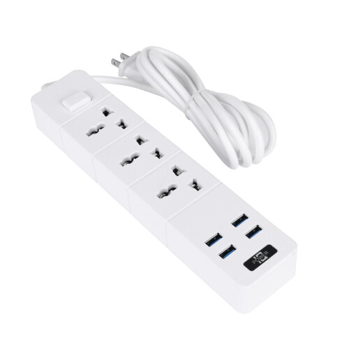 XIAOLE Πολύπριζο Προστασίας από Υπερτάσεις, 3Outlet4USB, 2500W με Καλώδιο Προέκτασης, 1