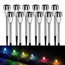 Conjunto de 12 Luminárias Solares Avtoify em Aço Inoxidável com LED para Exterior - Luzes Solares de Jardim para Calçadas, Pátios e Quintais -