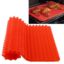 Leaveforme Red Pyramid Pan Nonstick Silicone Baking Mat Mould Cooking Mat Oven Baking Tray