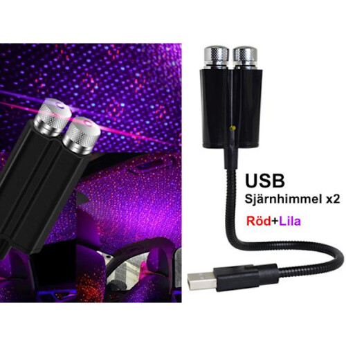 Céu estrelado LED vermelho + roxo, flash USB + voz + respiração multicolorido