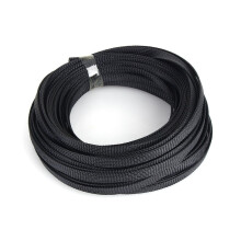 Oplot kablowy Delaman w kolorze czarnym, 10 mm, rozciągliwy, oplot PET, kabel o dużej gęstości, 10 m
