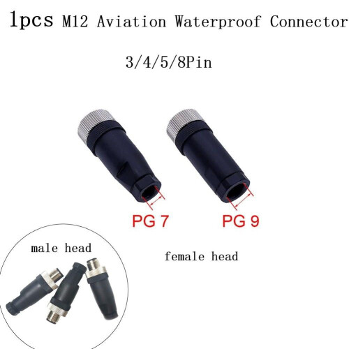 Conector de sensor M12 de 3/4/5/8 pinos, macho/fêmea, em ângulo reto, DSJY (1 peça) 1