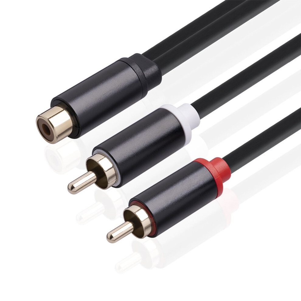 Susuchens 0.3M Audio Cable Plated Plug Anti-Interference Rca Female To Dual Rca Male Audio Stereo Splitter Cord For Speaker 30Cm Gold/Black 9395123516042