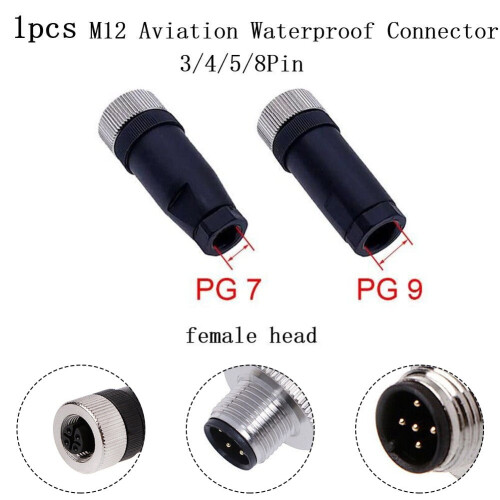 Conector de sensor M12 de 3/4/5/8 pinos, macho/fêmea, em ângulo reto, DSJY (1 peça) 2