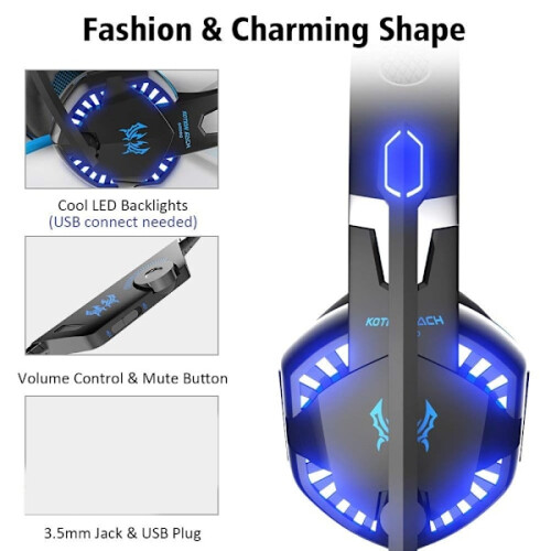 Casque de jeu avec microphone + souris de jeu bleue 1