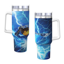 Ninjago40Oz hrnek s rukojetí a brčkem, izolovaný hrnek z nerezové oceli, láhev na vodu, cestovní hrnek, držák na pohár, dárky