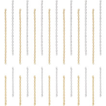 120 pièces, 4 styles, rallonges de chaîne en acier inoxydable 304, embouts non soudés, longueur 50/25 mm
