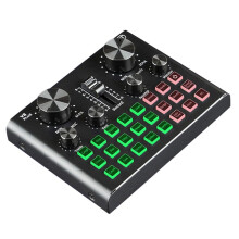 ckepdyeh V8 Plug Sound Card for Live Streaming Voice Changer Sound Card with Multiple Sound Effects, Audio Mixer for Recording