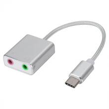 Adaptér pro externí stereofonní zvukovou kartu z hliníkové slitiny typu C, 3,5 mm, EZ1247