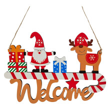 CISIL Ornamento natalizio in legno da appendere, insegna di Babbo Natale, alce e pupazzo di neve, decorazione per feste di Natale, compatibile con