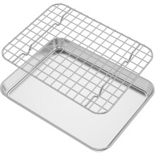 Wekvgz Baking Sheet with Cooling Rack, Stainless Steel Non-Stick Tray Compatible with Oven, Dishwasher Safe, 6 Raised Feet for Airflow