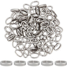 100 unidades de colgantes ovalados deslizantes de acero inoxidable de 6x10 mm para cordón de cuero, pulseras DIY, brazaletes - Cuentas deslizantes