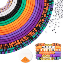 Kit de 7200 piezas de cuentas de arcilla para Halloween, 10 colores: naranja, morado y negro, para hacer joyas, pulseras de la amistad, recuerdos de