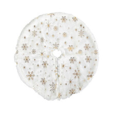 Jupe de sapin de Noël de 40 cm (16 pouces) pour décoration de Noël et fêtes, en peluche blanche à paillettes et flocons de neige.