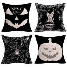 HKUKY 17,7 x 17,7 Zoll Halloween-Kissen-Set, Geister-Cushaw-Kopf-Serie, Leinenmaterial, Halloween-Kissenbezug (ohne Kissenkern)