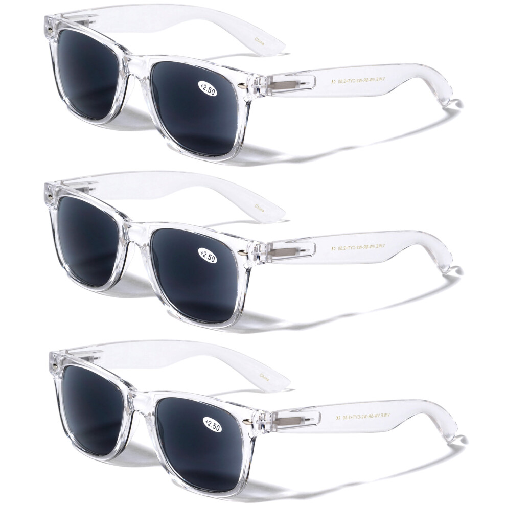 V.W.E. 3 Pairs Classic 80's Reading Sunglasses - Tinted Reader - Not Bifocal - Unisex 4.00