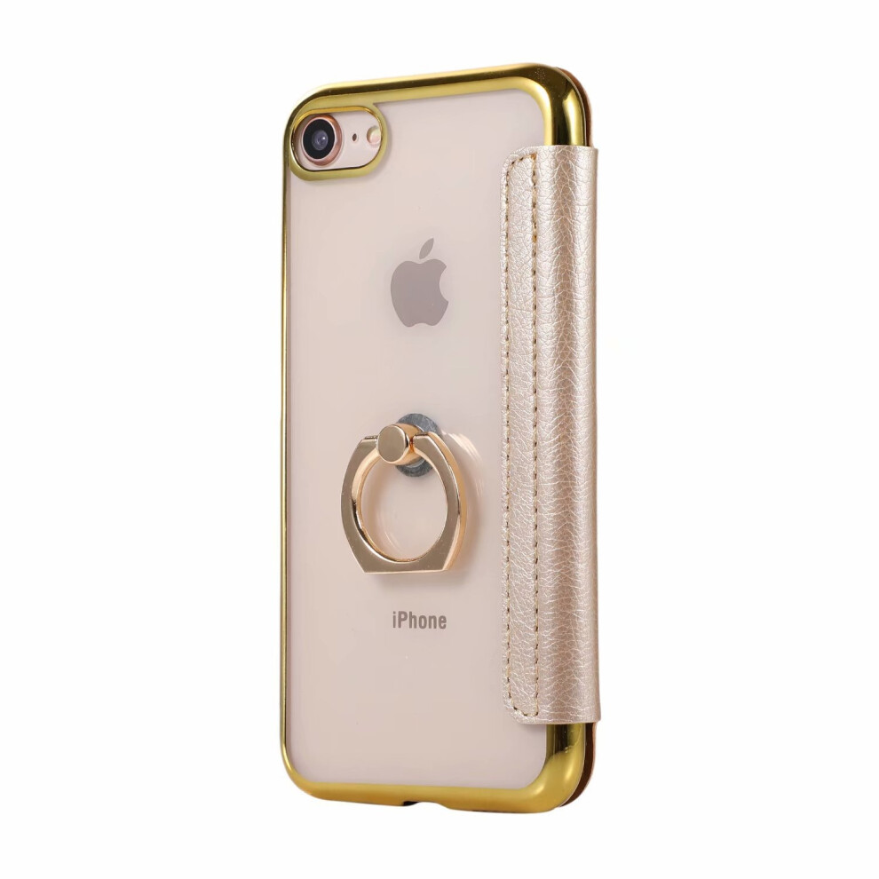 Case For Compatible With Iphone 13 Pro Max 6.7 Ring Electroplating Flip Wallet With Card Holder Transparent Gold 9395123723969