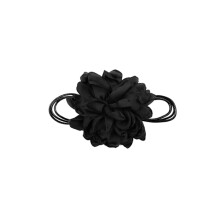 Trendy Retro Boho Black Choker / Necklace with a Large Black Flower Black