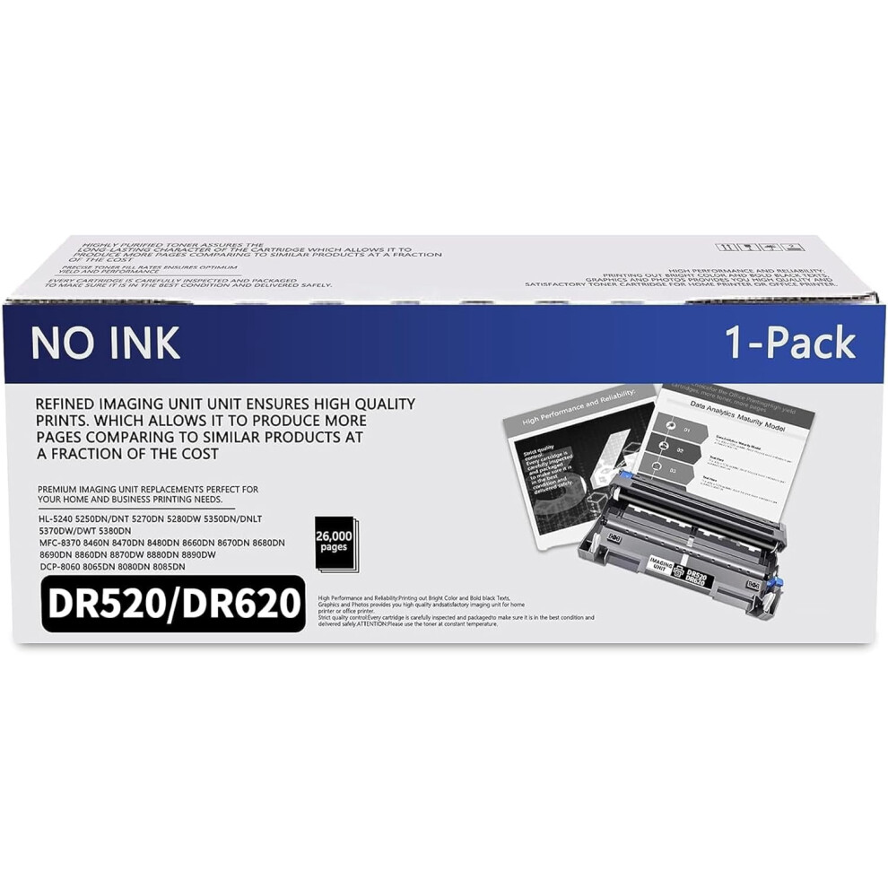 Dr-520/620 Imaging Unit Replacement For Brother Dr520 Dr620 Hl-5240 5250Dn 5270Dn 5280Dw 5370Dw 5380Dn Mfc-8370 8690Dn Dcp-8060 8065Dn 8080Dn 8085Dn Black 9110895170021