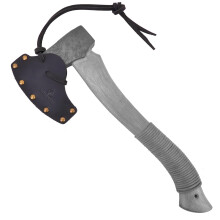 Leather Hatchet Sheath with Axe Head Cover, Blade Edge Protection, Handcrafted Black M 3¼3⅞
