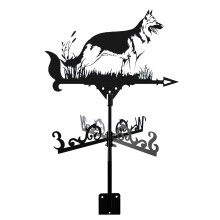 Metal Weather Vane German Shepherd with Retro Farm Scene, Rust Resistant Decorative Roof Indicator