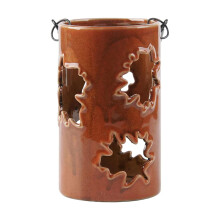 JWDX Maple Leaf Tea Light Holder with Handle, Orange, Compatible with JWDX Candles, Decorative Candlestick for Bedroom, Thanksgiving