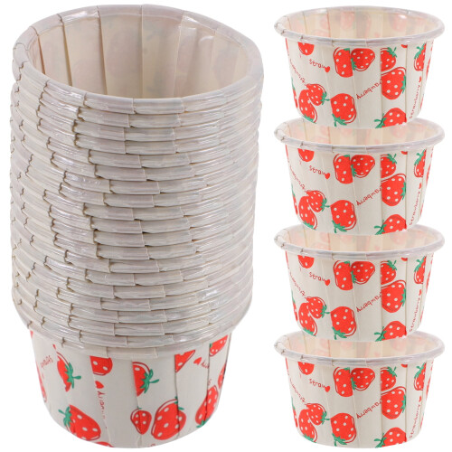 100 Pcs Cake Paper Cups Exquisite Baking Cups Strawberry Pattern Bakery Cupcake 1