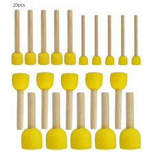 20pcs Round Sponge Brush Set, Foam Sponges with Wooden Handle, DIY Painting Tools for Kids Art Crafts & School Prizes - by DIYOO