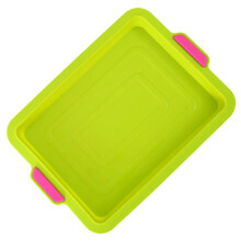 Begine Silicone Baking Tray - Non-Stick Square Cake Pan with Thickened Handle, High Heat Resistant Green Bakeware, 1Pc