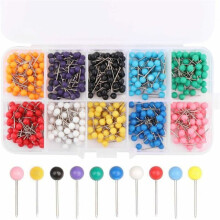 Round head map pins for marking locations, travel routes, 500 pieces 3 mm (1/8 inch) 10 colors