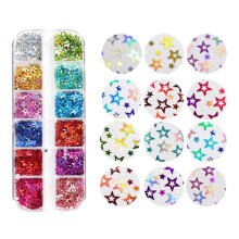 WINDLAND 12 Grids/Box Holographic Glitter Hollow Stars Shape Sequins Epoxy Resin Filling