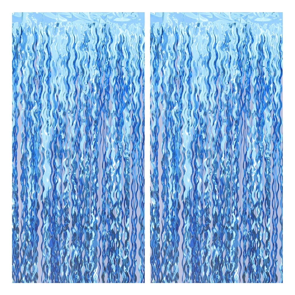 Warkul 5Pcs Wavy Tinsel Foil Fringe Curtains Vibrant Color Sparkling Hanging Door Curtains Backdrop Photography Props 9071309669398