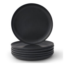 JoyJolt Mesa 6pc Stoneware 10.5" Dinner plate set - Matte Black