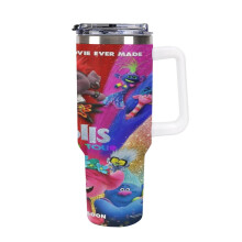 Gobelet de voiture grande capacité Trolls World Tour, mug de voyage 1,2 L (40 oz), tasse à paille, mug isotherme en acier inoxydable