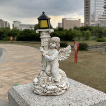 Figurine d'ange en résine, colonne romaine, statue solaire à eau, pour décoration extérieure, cadeau