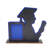 XIUH Home Decoration Desktop Ornament 2024 Graduation Season Photo Frame Setup Wooden Combination Boy Photo Stand Desktop Ornament (Blue)