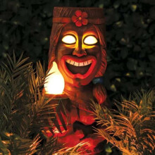 Décorations lumineuses solaires pour jardin extérieur - Statues de jardin et figurines Tiki pour bar, terrasse, pelouse et jardin