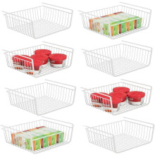 8 PACK Hanging Under Shelf Storage Basket Kitchen Cabinet Organizer Storage, Slides Under Wire Shelves for Counter Pantry Desk Bookshelf