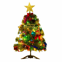 Sapin de Noël artificiel vert, mini sapin de table pré-illuminé de 50 cm décoré de 35 lumières multicolores.