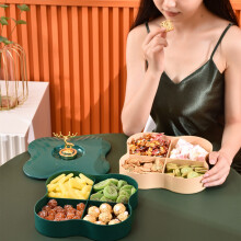 Plateau de rangement double en plastique Txmfgh avec couvercle, idéal pour la cuisine et les fêtes, parfait pour ranger les noix et les fruits secs.