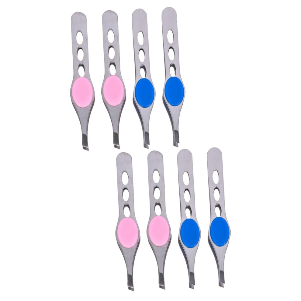 8pcs Precision Eyebrow Tweezers Set for Shaping and Grooming with Assorted Color Stainless Steel Clips