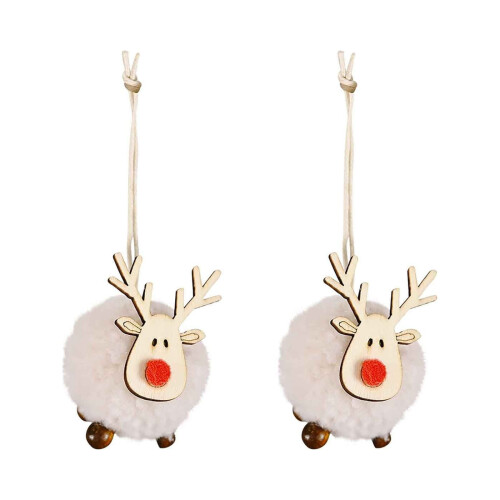 Conjunto de 2 enfeites de Natal em forma de veado, compatíveis com árvores de Natal, mini enfeites para presente.