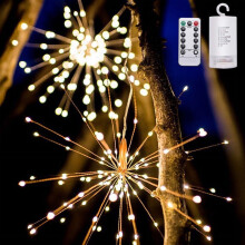 200 LED-Lichterkette in Feuerwerksform, warmweiße Sternenlichterkette für Weihnachten, Partys, Terrasse und Schlafzimmerdekoration