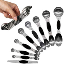 Jusqu'à 50 % de réduction sur le lot de 9 cuillères doseuses magnétiques Viflosae, en acier inoxydable, pour liquides et secs, compatibles avec