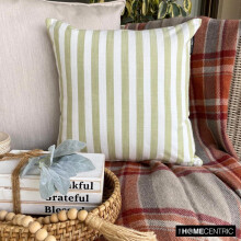 Housse de coussin décorative à rayures, style champêtre, pour Halloween et Noël, 40 x 40 cm, en coton vert, idéale pour canapé, fauteuil ou