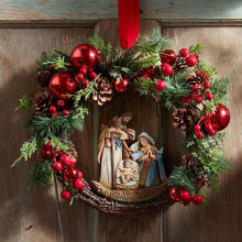 Kerstkransen voor de voordeur, feestelijke slingers voor binnen en buiten, hangende decoratiekrans voor huisfeesten (40 cm) UC2