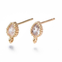 4 phíosa Fionnachtana Cluaise Graí Práis le Lúb agus Deoir Shiorcóinia Chiúbach Glan Saor ó Nicil Ór Plátáilte Fíor 18K 7.5x4mm Poll: 1mm