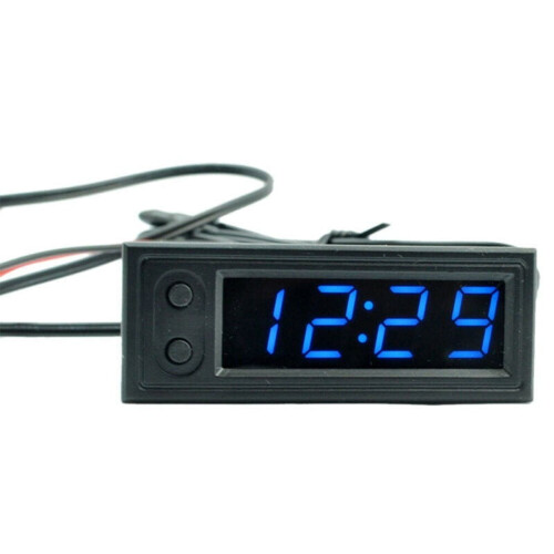 12V 3in1 Vehicle Car Kit Thermometer + Voltmeter + Clock LED Digital Display